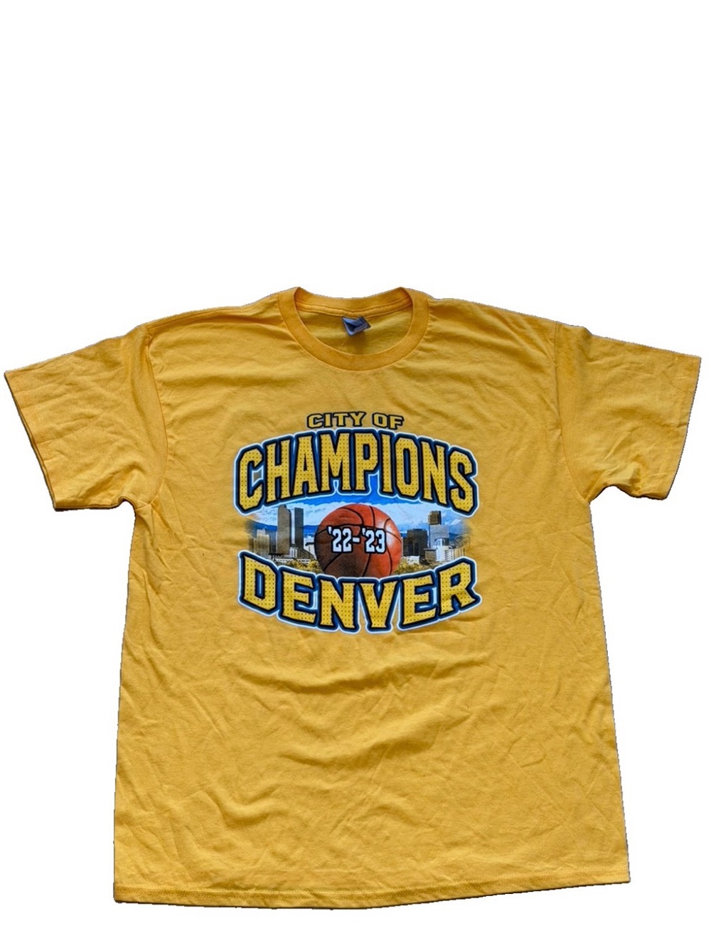 Gildan Yellow Denver City of Champions Graphic Tee